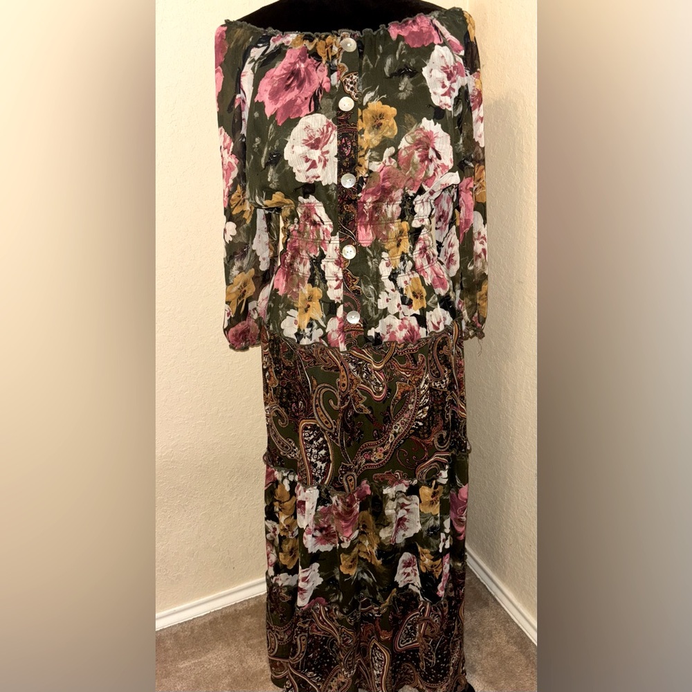 Hope Springs Bohemian Floral Paisley Maxi Dress, Size Small
